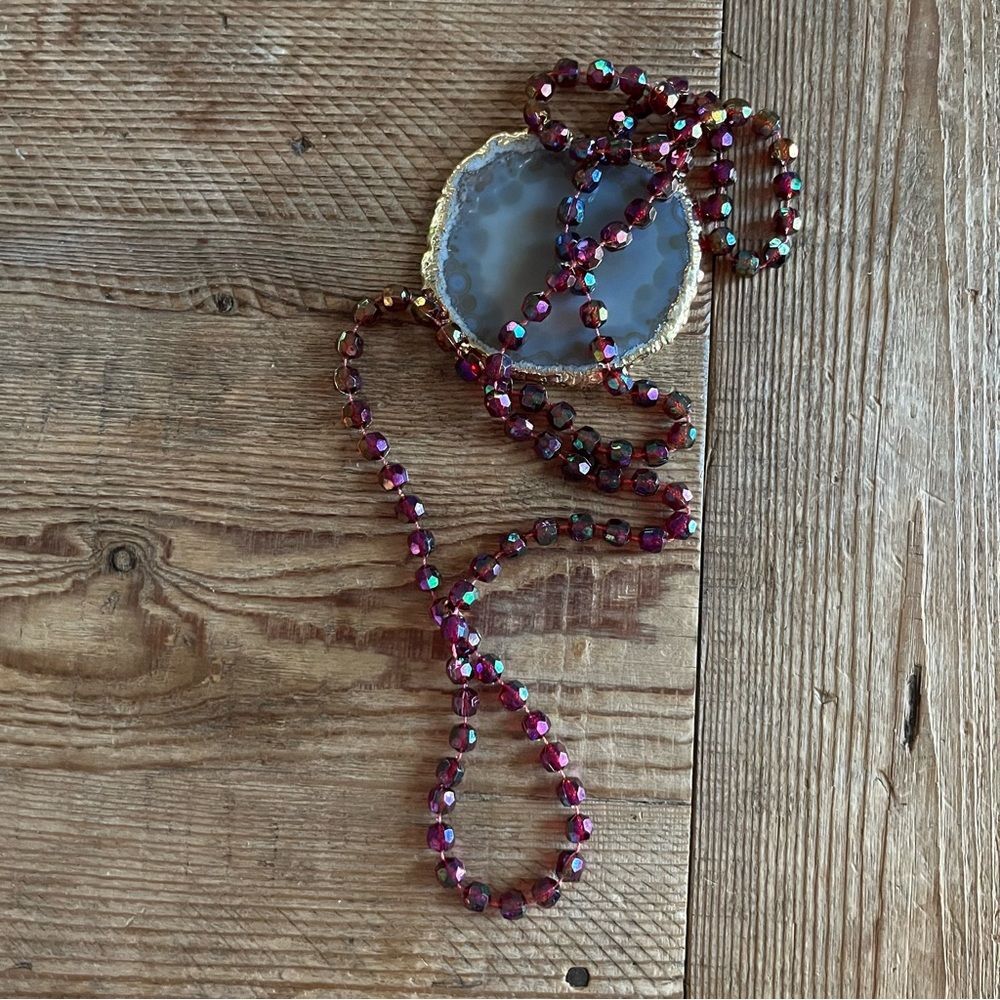 Iridescent Pink/Purple Beaded Long Necklace - super versatile!